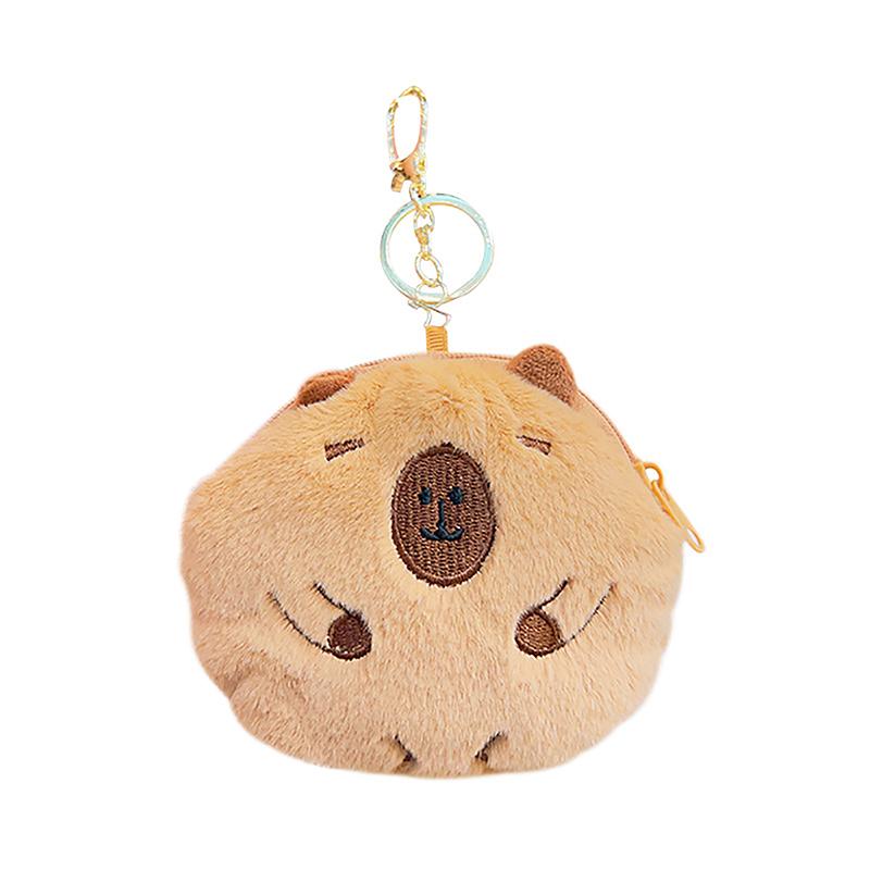 Kawaii Capybara Plush Coin Purse Lovely Cartoon Money Change Pouch For Girls Mini Plush Wallet Earphone Storage Bag