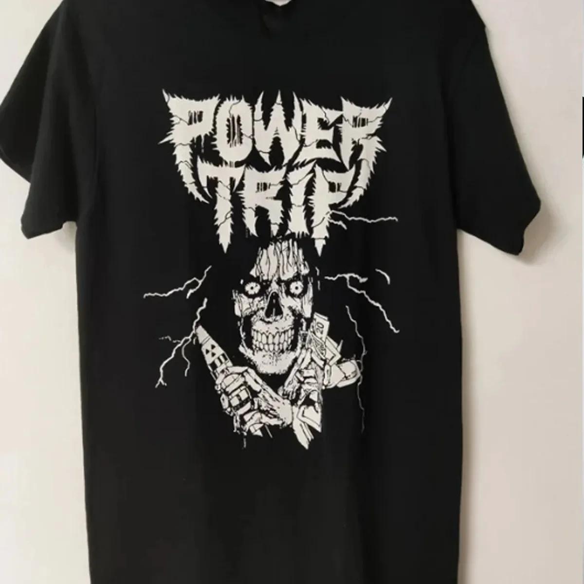 

retro Power Trip band T-shirt black Short sleeve S to 5Xl TA3553 long sleeves XXXXXL синій