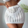 Sexy Sheer Knit Beach Cover-Up Dress with Waist Tie