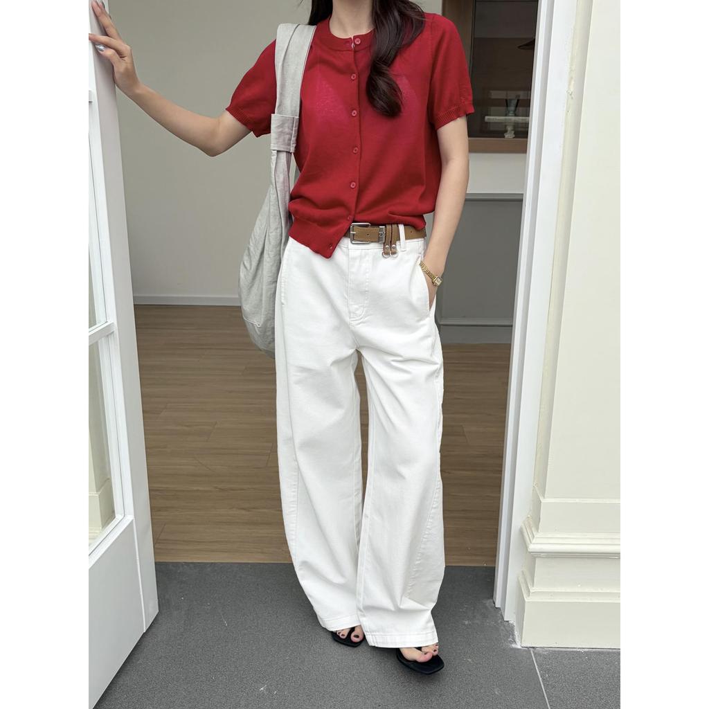 2026 Spring Women's Korean Style Wide-Leg Casual Pants - Loose Slimming, Thirteen Line Design