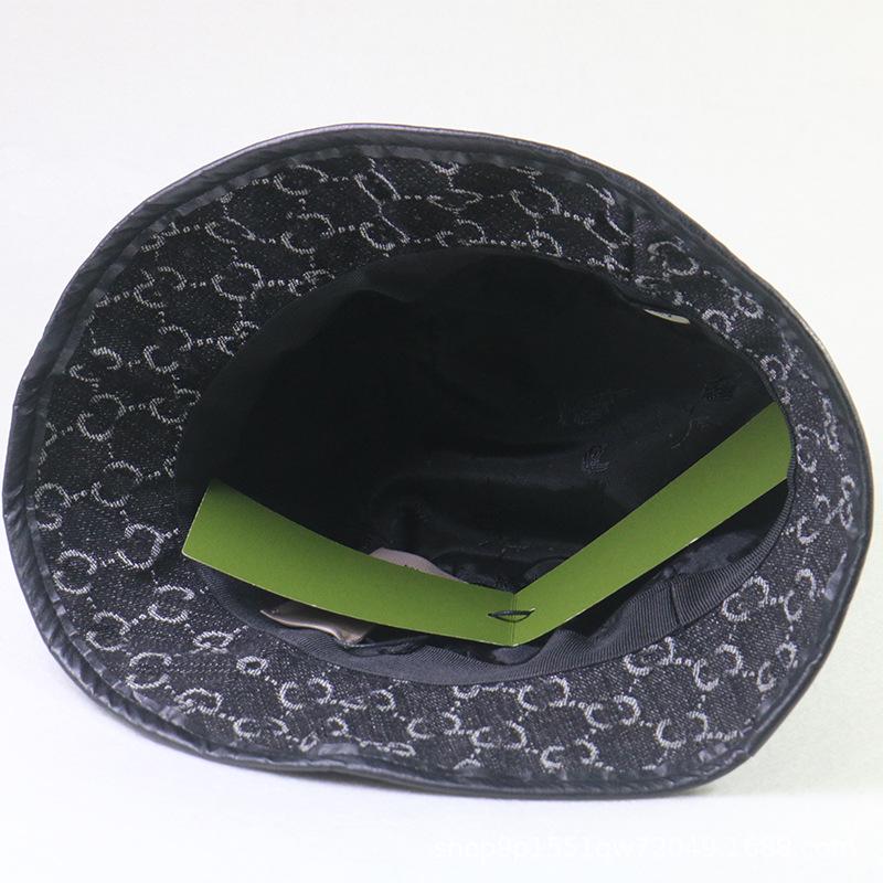 GG Fashion Denim Fisherman Hat: Spring/Autumn Color Block, Letter Embroidery, Versatile Korean Style Bucket Hat.