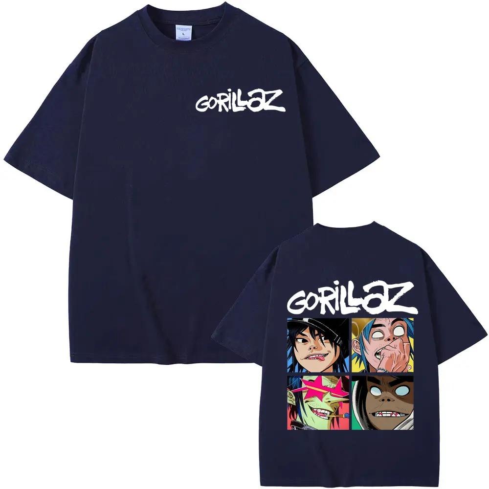 Gorillaz Rockband Vintage Cartoon Grafik T-Shirt Unisex Harajuku Stil Klassisch Übergroß 100% Baumwolle Streetwear T-Shirt