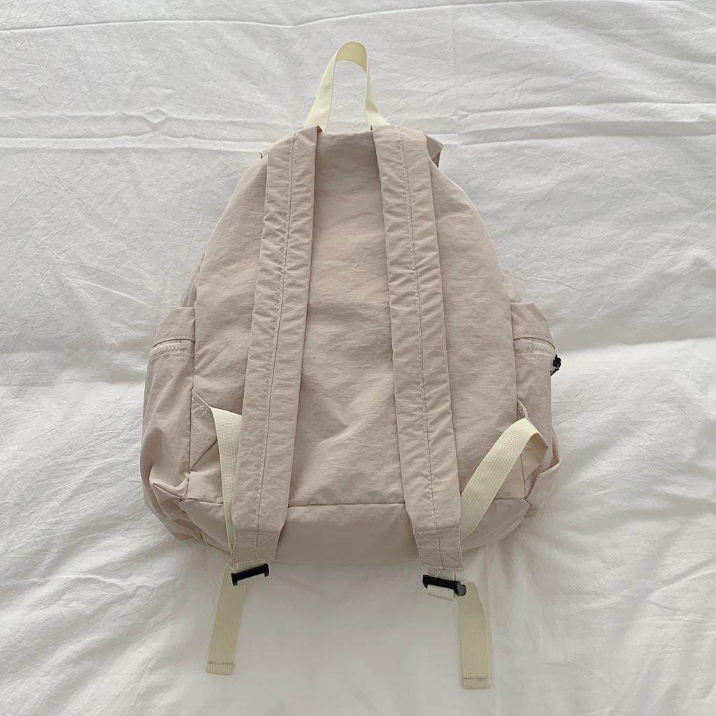 Schoolbag Minimalist Casual Wind Soft Mist Milk White Tone Folded Drawstring Schoolbag Cool Atmosphere Daily Commuter Versatile Backpack
