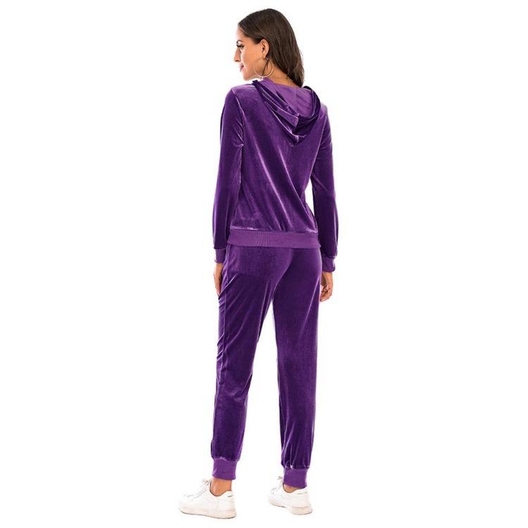 Velvet Velour Tracksuit Set Women Soft Stretch Lounge Zip Up Hoody and Jogger Pants Relaxed Sports Outfit
