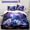 3PC Custom Name Dragon Wolves Moonlight Bedding Set Duvet Cover Closure Includes 1 Duvet Cover & 2 Pillowcases for Bedroom