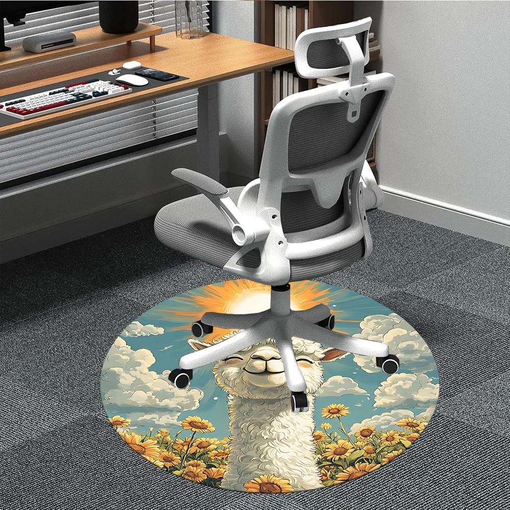 

1pc Alpaca Sunflower Field Chair Carpet for Office, Soft, Non-Slip Polyester Mat, Office, Living Room, Bedroom, Durable Polyester yy251207150 80cm by 80cm