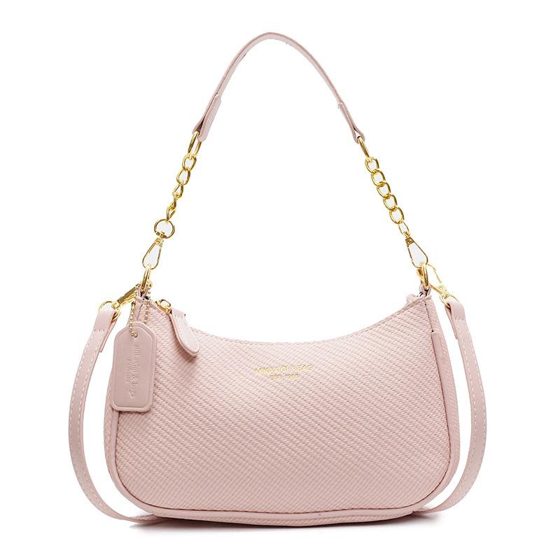 

New casual simple Korean woven underarm bag niche commuting versatile temperament solid color messenger women s bag розовый