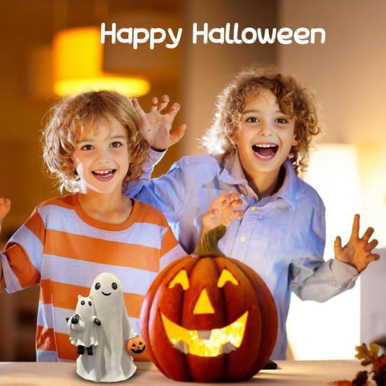 Halloween Ghost Statue Mini Resin Figurine Cute Funny Cartoon Design Spooky Statue Festival Party Decoration