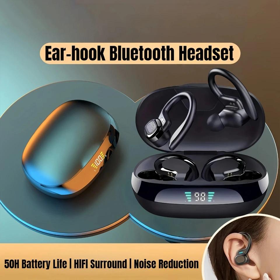 Bezprzewodowe słuchawki sportowe Bluetooth 5.3 IPX5 Słuchawki douszne Etui ładujące 300mAh Haczyki na uszy Słuchawki 3D HiFi Stereo Zestawy słuchawkowe