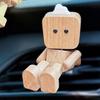 Shaking Wooden Man Figurine Leg-swinging Robot Figurine Cute Wood Man Small Ornaments Car Aromatherapy Wooden Figure Shaking Man