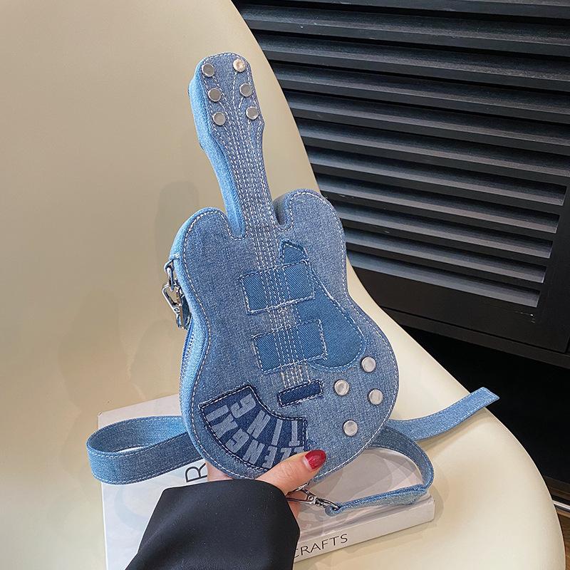 Denim bag summer 2025 Mori foreign style shoulder bag ins girl personality violin messenger bag
