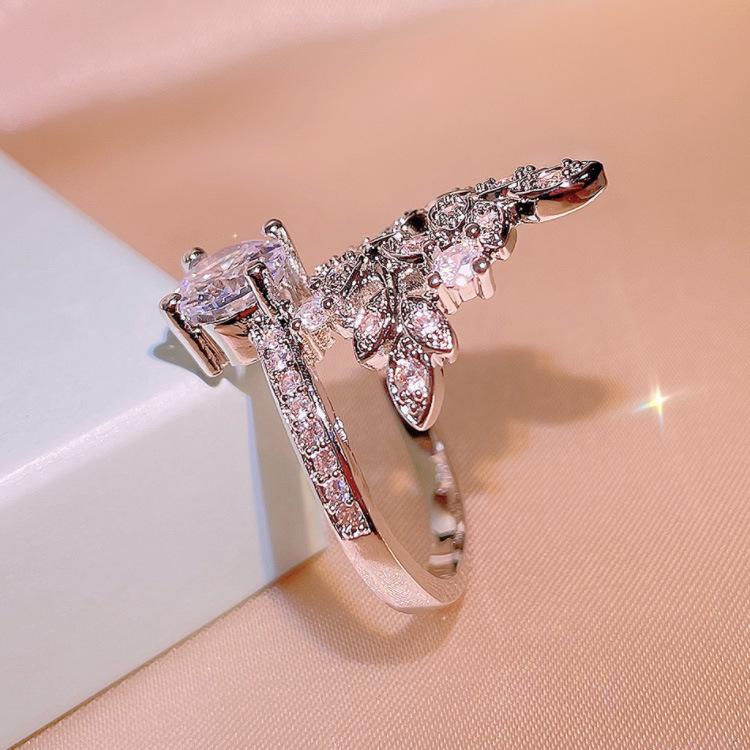 Fashion Simple Personality Full of Diamond Ring Luxurious Temperament Versatile Index Ring