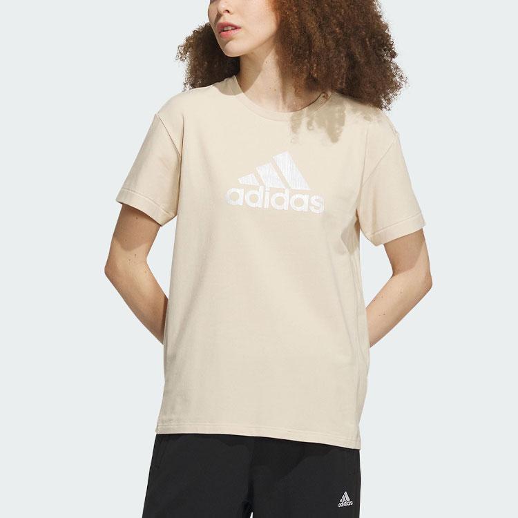 Adidas Rc Graphic Short Sleeve Tee With Alphabet Logo Print Women Tops Rock-Layer-Sandstorm IP7085