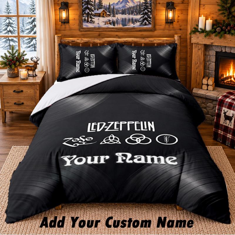 Povlečení se vzorem Led Zeppelin 3dílná sada Vlastní jméno, Prostěradlo a Povlaky na polštáře Pro Domácí Ložnici