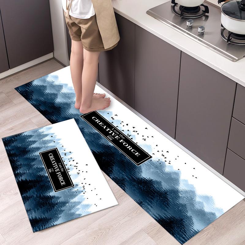 Luxury Grey Gold Marble Kitchen Mat Soft Thickened Kitchen Floor Mat Waterproof Non-slip Oil-proof Floor Mat Runner Rug