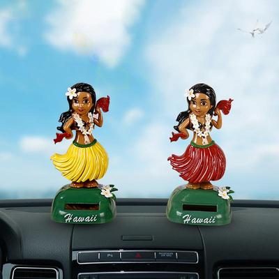Decoración de baile con energía solar. Muñeca HulaGirl con cabeza meneable con energía solar para tablero de instrumentos. HulaGirl hawaiana para tablero de instrumentos de auto. Hogar.