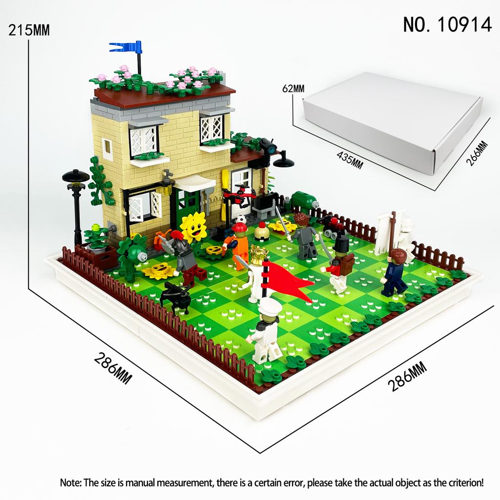 MOC Plant Town Defense Battle Chessboard Building Block Toy
