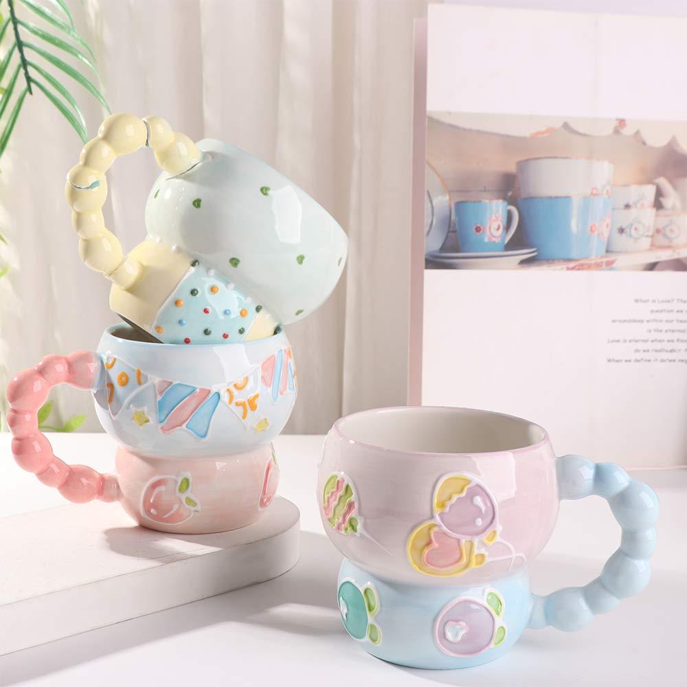 Hand Painted Oat Bowl Mug Gourd Shape Coffee Mug Creative Ceramic Breakfast Cup  Holiday Gift