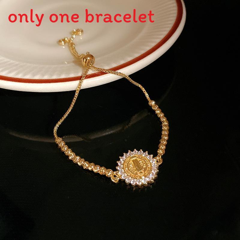Geometrischer Zirkon Runder Anhänger Vintage Verstellbares Armband Für Frauen Geschenkideen