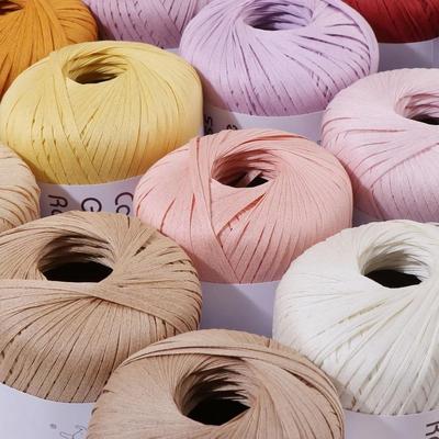 Neues Mehrfarbiges Raffia-Garn DIY Handgestricktes Raffia-Strohgarn Häkeln Papierfäden Stricken