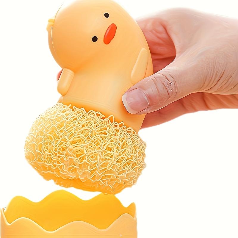 2 Stück Entenförmige Spülbürsten, Hochleistungs-Scheuerbürsten mit rutschfestem Sockel, Niedliches gelbes Entendesign für Küche, Badezimmer
