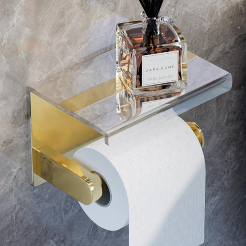 Gold Bathroom Paper Towel Rack Aluminum Wall Toilet Paper Roll Holder Black/Chrome Toilet Paper Holder Mobile Phone Holder