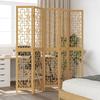 5 Piece Room Divider In Brown Solid Paulownia Wood