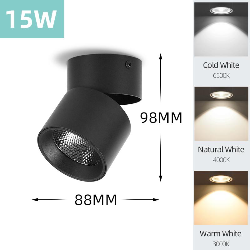 Colors Dimmable Led Downlight Foldable 360° Adjustable Spot Ceiling Lamp 7W 10W 15W Aluminum Led Spotlights For Living Room 220V