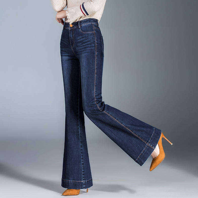 Toamnă, primăvară, femei, pantaloni evazați cu talie înaltă, blugi cu picioare largi, pantaloni din denim pentru femei, pantaloni de blugi