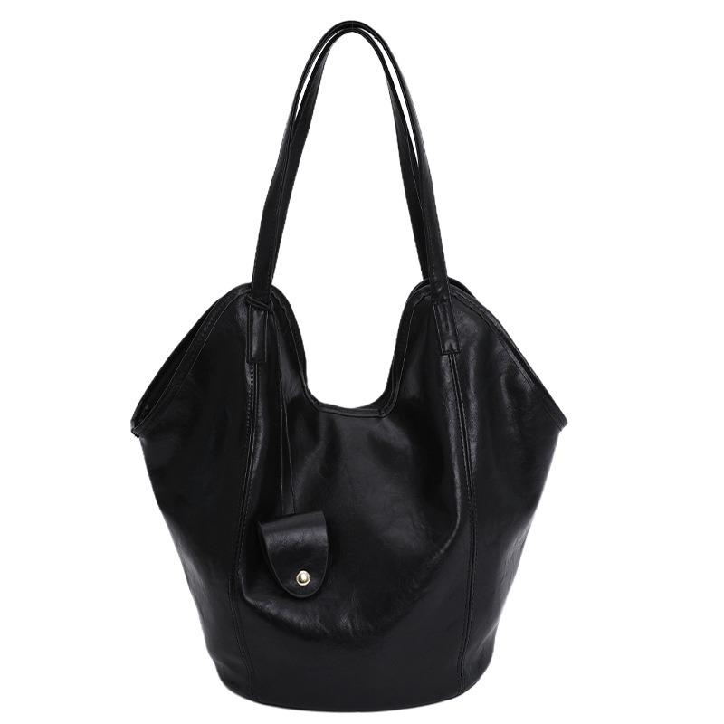 Simple underarm bag, new autumn commuter bucket bag, large capacity retro casual shoulder bag, dumpling bag.