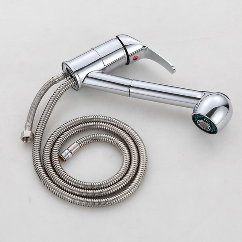 Kitchen Sink Faucet Chrome Brass Pull Out Sink Mixer Tap Rotation Sink Mixer Taps Single Lever Hot Cold Kitchen Tap