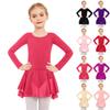 Girls' Color Long-sleeved Tulle Bodysuit Dance Costume