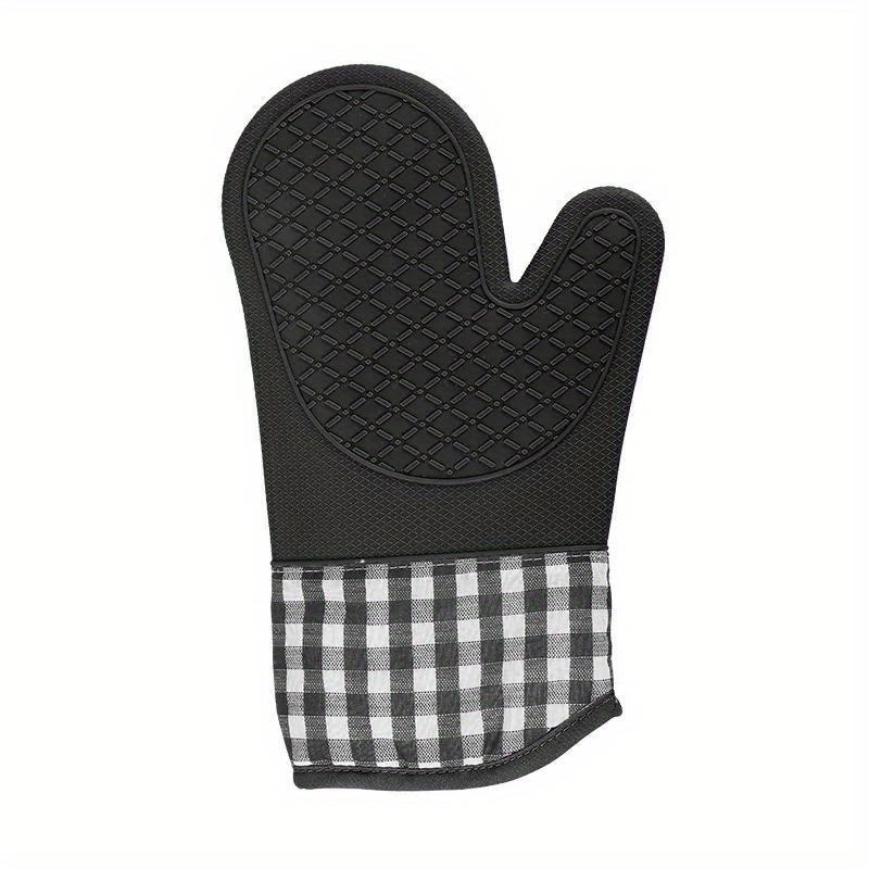 

Нескользящие термостойкие утепленные силиконовые перчатки, удлиненные, утолщенные, кухонные перчатки с защитой от ожогов чёрный