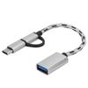 2Pcs Type C 2 In-1 OTG Transfer Wiring Adapter Electronic Transfer Connector USB3.0(Gray )