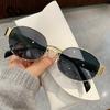 2PCS Korean Retro Metal Oval Frame Women's Sunglasses Men's Small Frame UV Resistant Glasses Outdoor Sunshade Glasses