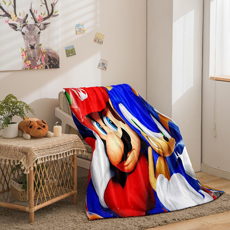 Cartoon Sonic Series Flannel Fleece Blanket 3D Printing Sofa Blanket Thickened Blanket