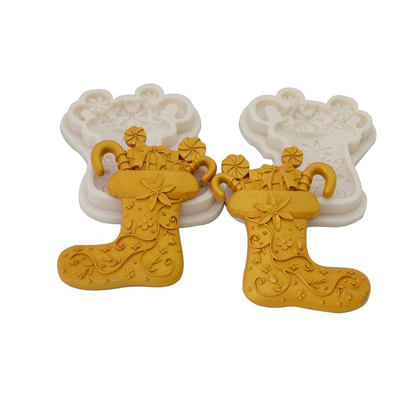 Christmas decoration molds, boots and shoes, Christmas gifts, chocolate fondant baking molds, cake silicone molds