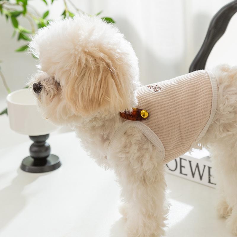 Simple Small Hairpin Embroidery Dog Suspender Summer Clothing Thin Spring and Summer Puppy Puppy Small and Medium Dog Pet Clothing