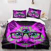 Cat Duvet Cover Set King Size Cute Cats Pattern Bedding Set Decorative Animal Polyester Comforter Cover with Pillowcases for Kid
