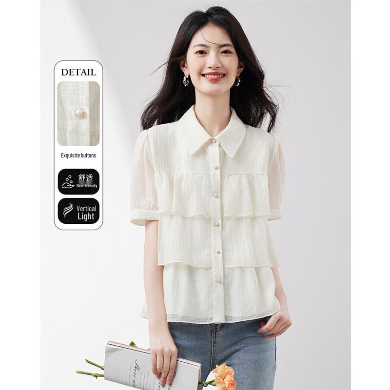 Women s French Retro Spliced Lyocell Blouse XL