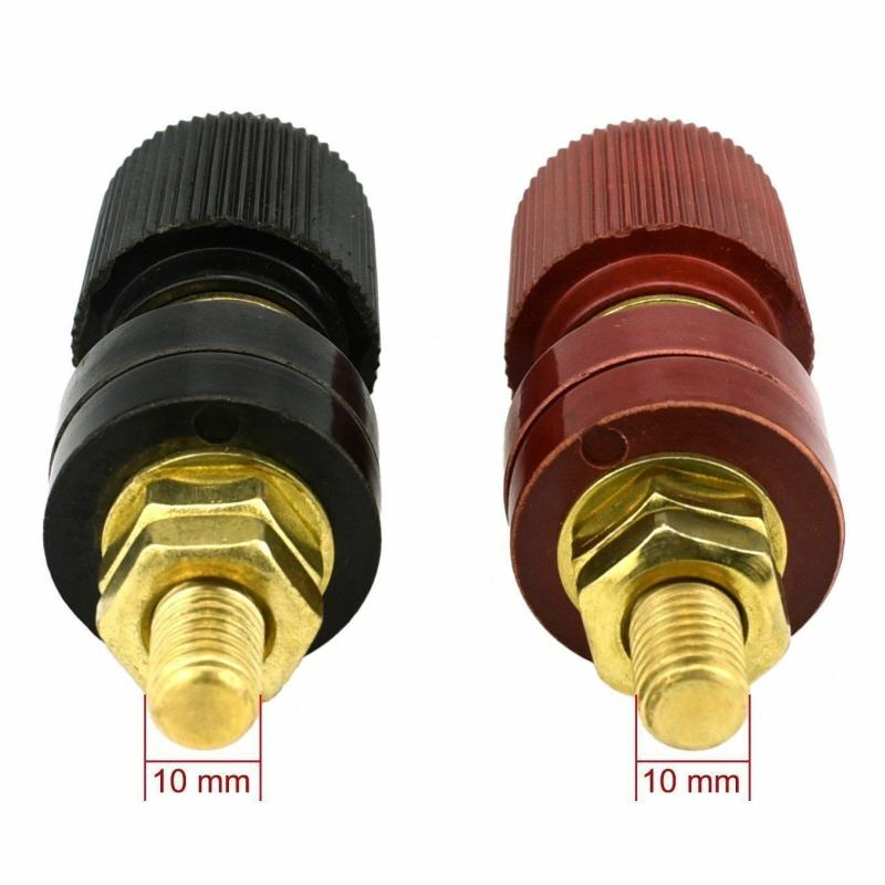 2Pcs/Set 10mm Stud Premium Remote Battery Power Junction Post Connector Terminal Kits(1Red+1Black)