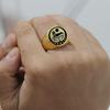 Polished Stainless Steel 22MM Laser Wolf Sunbathing Retro Men's Ring