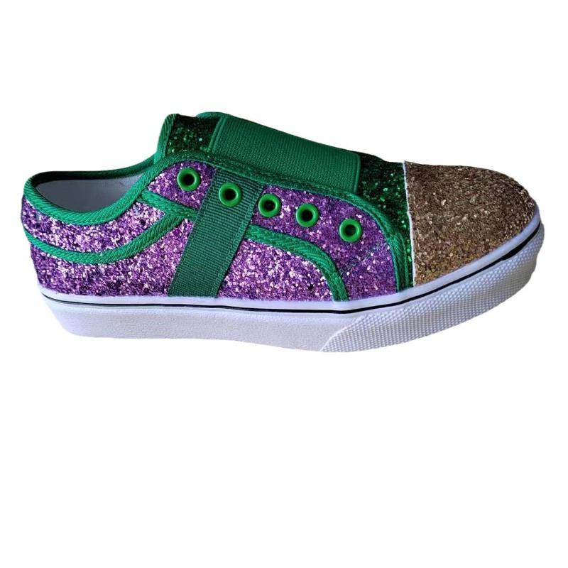 2021 summer new casual flat heel low-top shoelace-free color matching round head sequined canvas single shoes women