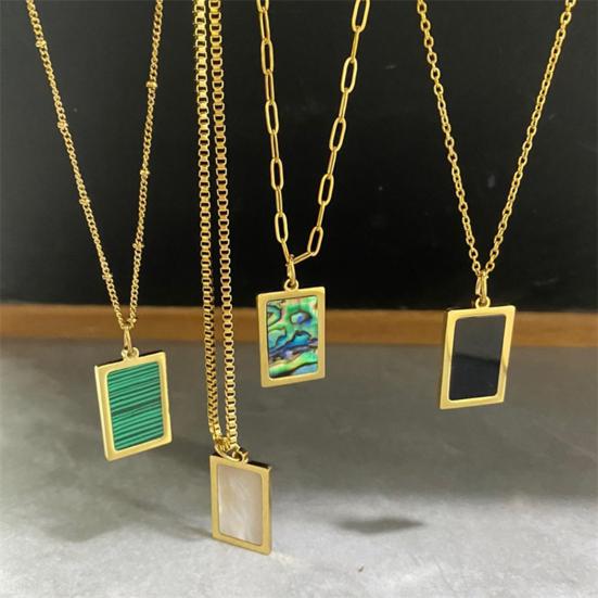 Necklace Pendant Multipurpose Gold-plated Rectangular Geometric Reusable Decorative Stainless Steel Classic Abalone Shell DIY