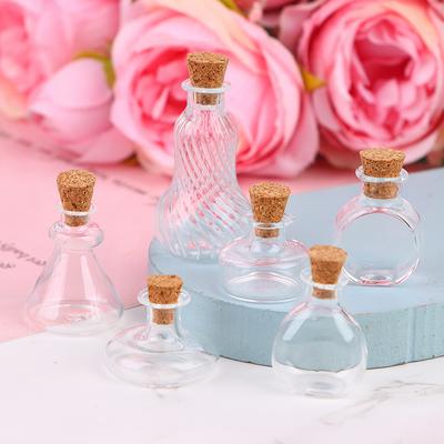 1:12 Puppenhaus Mini Wunsch Flasche Glas Lagerung Flasche W/Cork Candy Jar Home Decor
