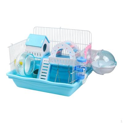 Small Animal Cage Guinea Pig with Exercise Wheel, Swing, Bathroom Hide House Hamster Gerbil