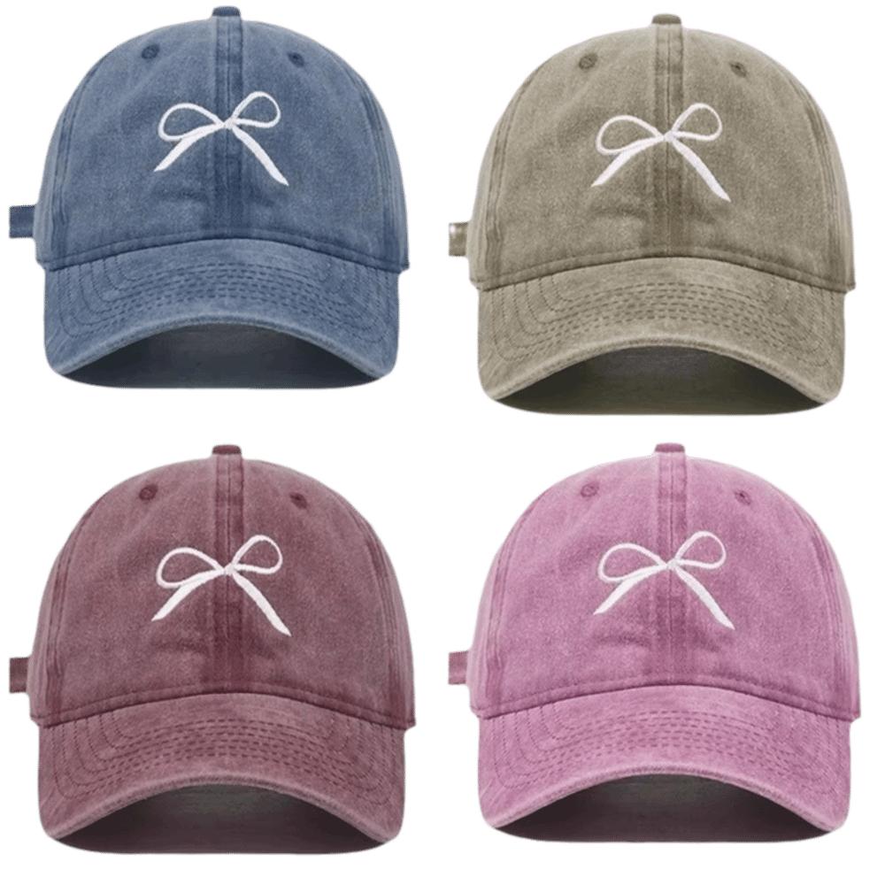 Embroidery Bow Sun Cap Adjustable Sun Hat Unisex Baseball Cap
