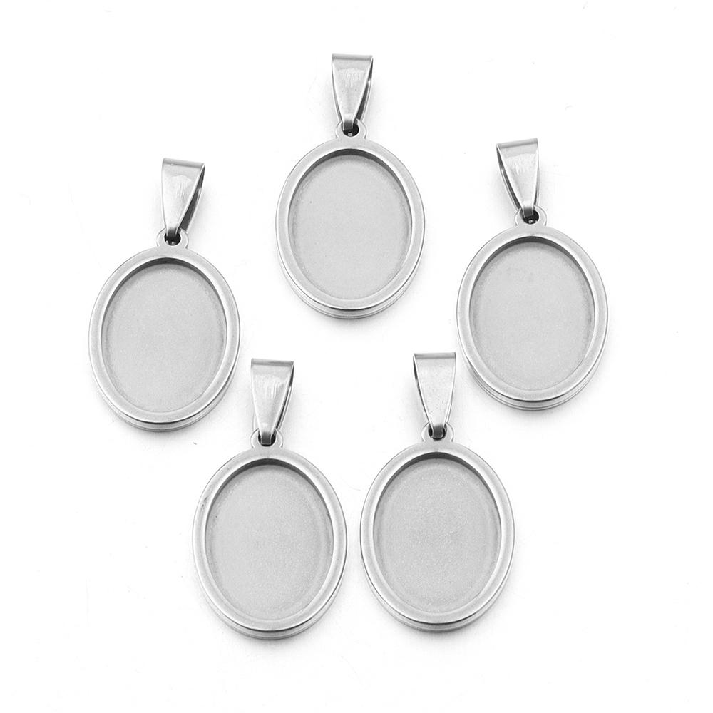 

2-5pcs Stainless Steel Oval Cabochon Base Blank Setting Cabochon Cameo Tray Pendants for DIY Jewelry Making Necklace Accessories