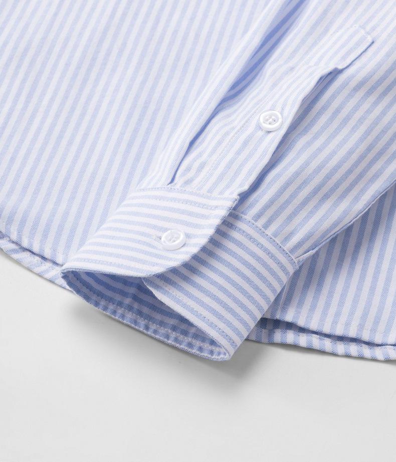 Men's Light Blue Slim Fit Classic Striped Long Sleeve Shirt - Spring & Autumn Fashion Style
