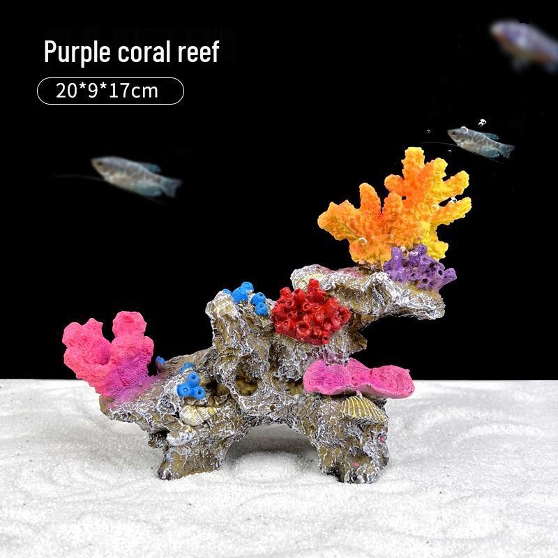 Aquarium Resin Coral Ornament Set: Simulated Coral Tree & Fish-Shrimp Hiding Decoration for Saltwater Tanks